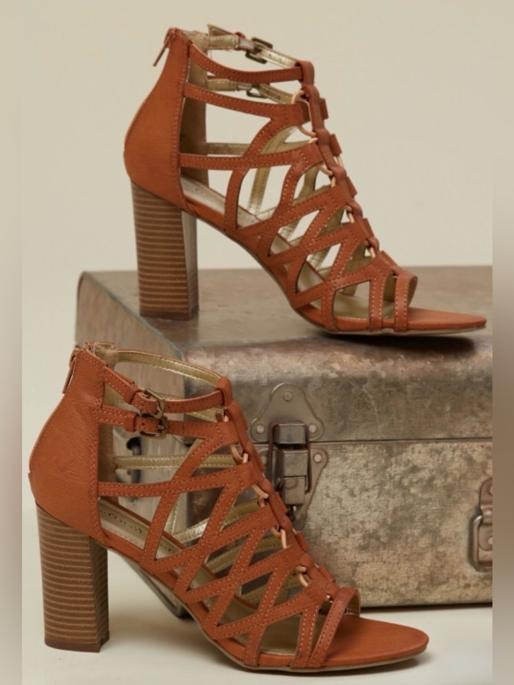 Altar’d State Brown Gladiator Block Heel Sandals Women’s 8.5 Boho